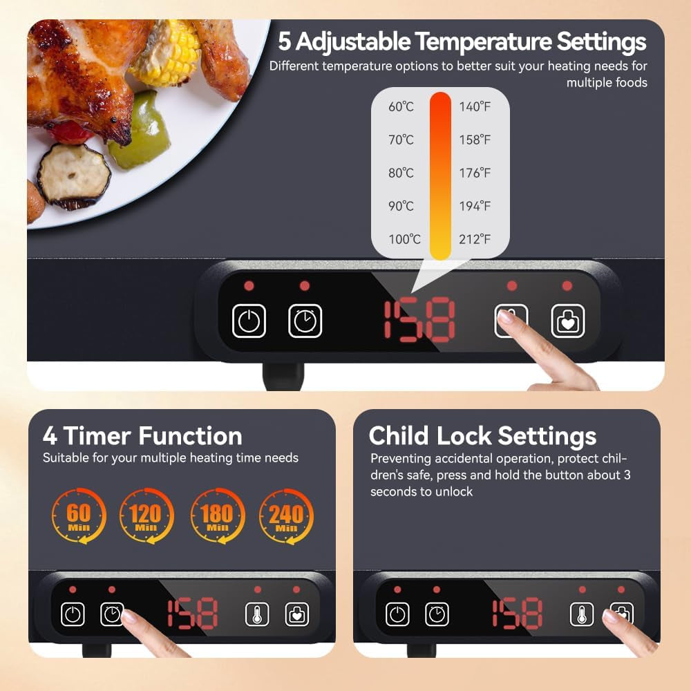 Electric Warming Tray - Fast Full Surface Heating Food Warming Mat
